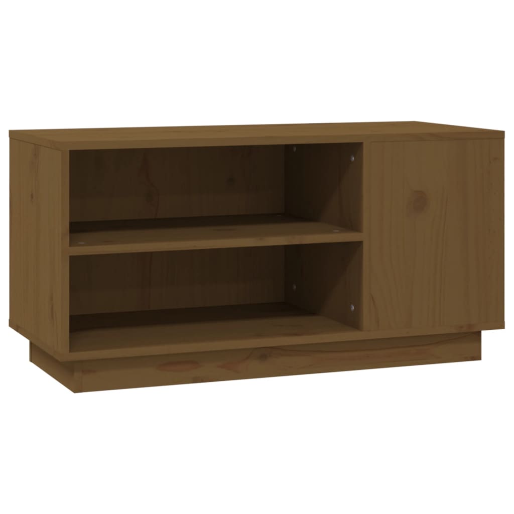 mézbarna tömör fenyőfa TV-szekrény 80x35x40,5 cm