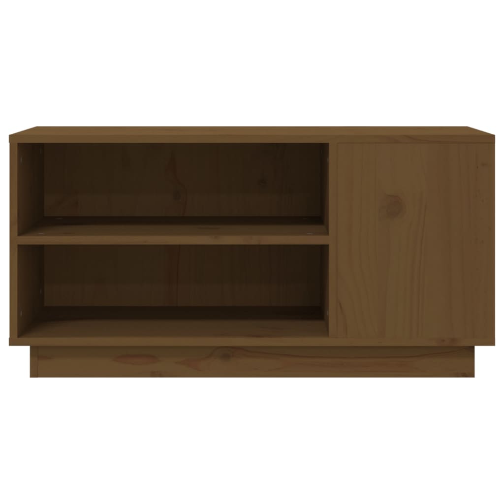 mézbarna tömör fenyőfa TV-szekrény 80x35x40,5 cm