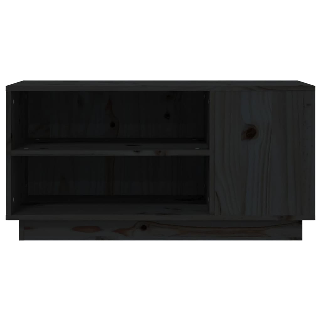 fekete tömör fenyőfa TV-szekrény 80 x 35 x 40,5 cm