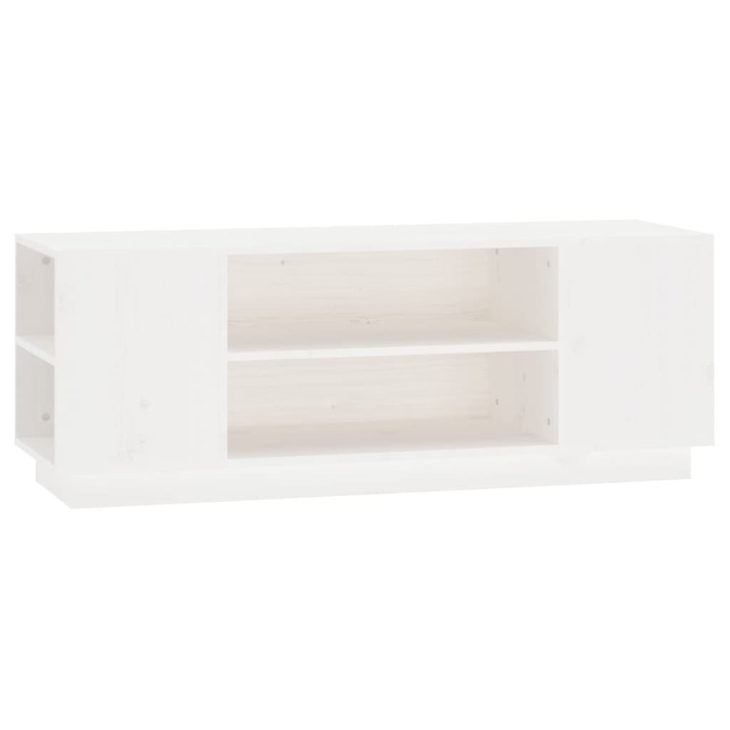 fehér tömör fenyőfa TV-szekrény 110 x 35 x 40,5 cm