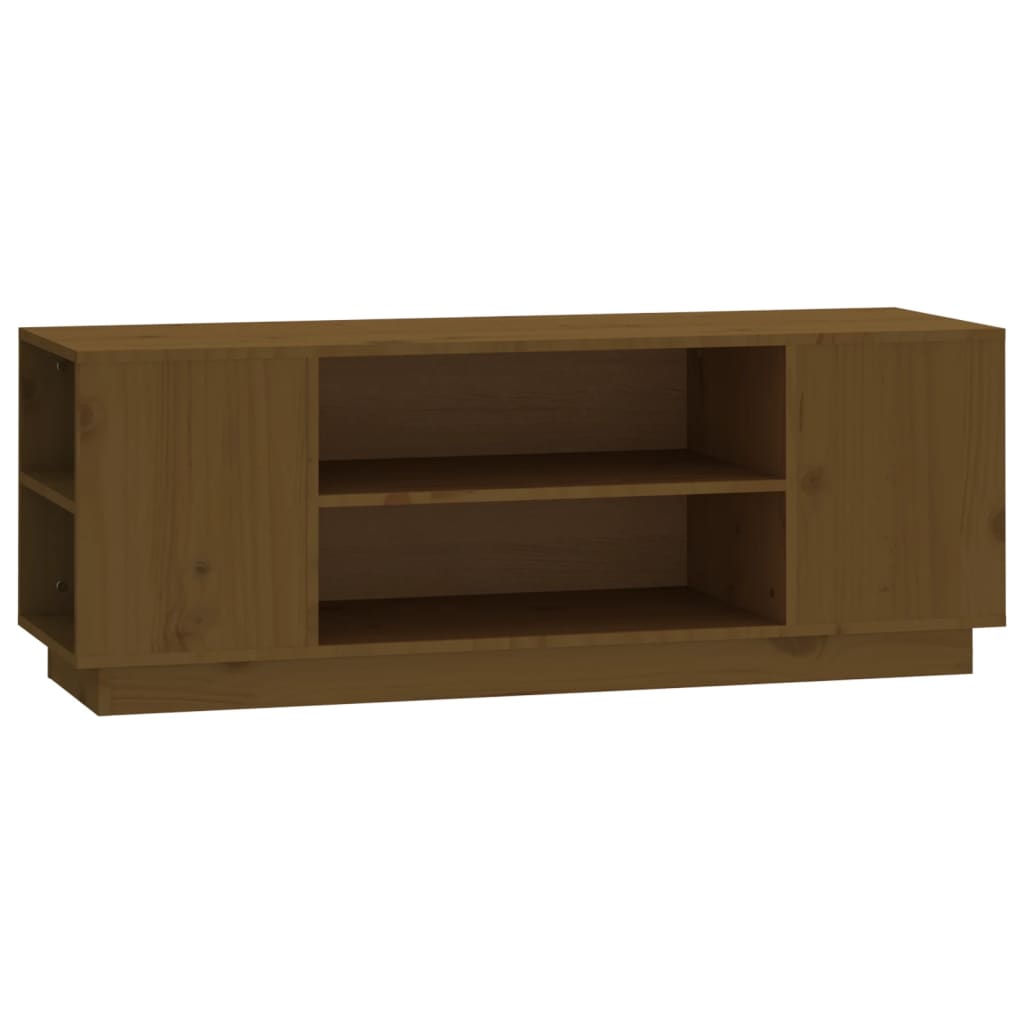 mézbarna tömör fenyőfa TV-szekrény 110 x 35 x 40,5 cm