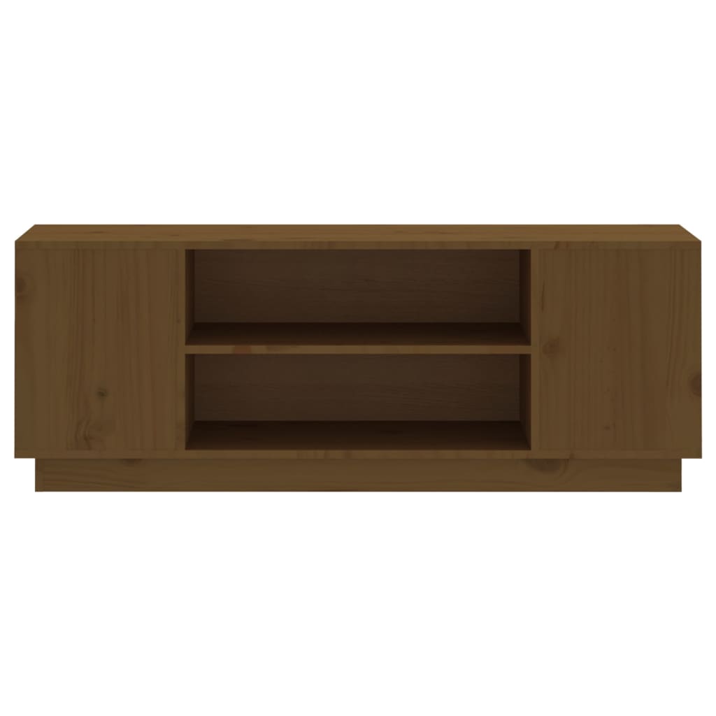 mézbarna tömör fenyőfa TV-szekrény 110 x 35 x 40,5 cm