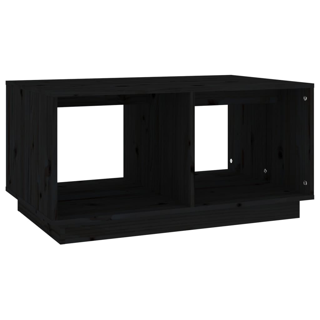 fekete tömör fenyőfa dohányzóasztal 80 x 50 x 40 cm