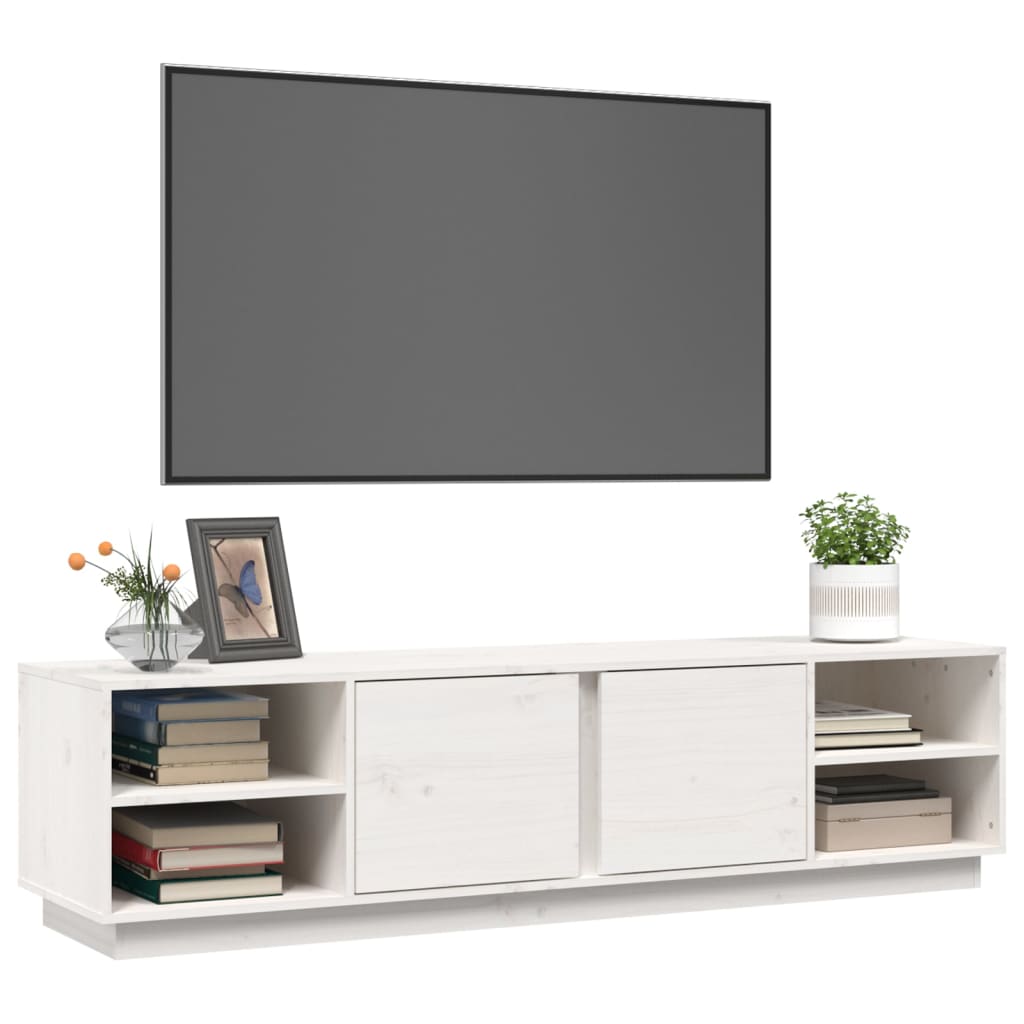 fehér tömör fenyőfa TV-szekrény 156 x 40 x 40 cm