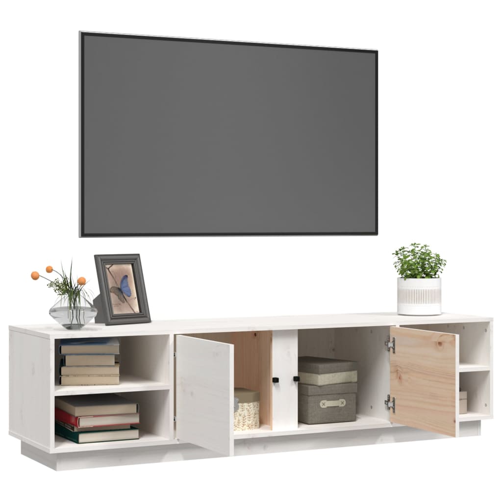 fehér tömör fenyőfa TV-szekrény 156 x 40 x 40 cm