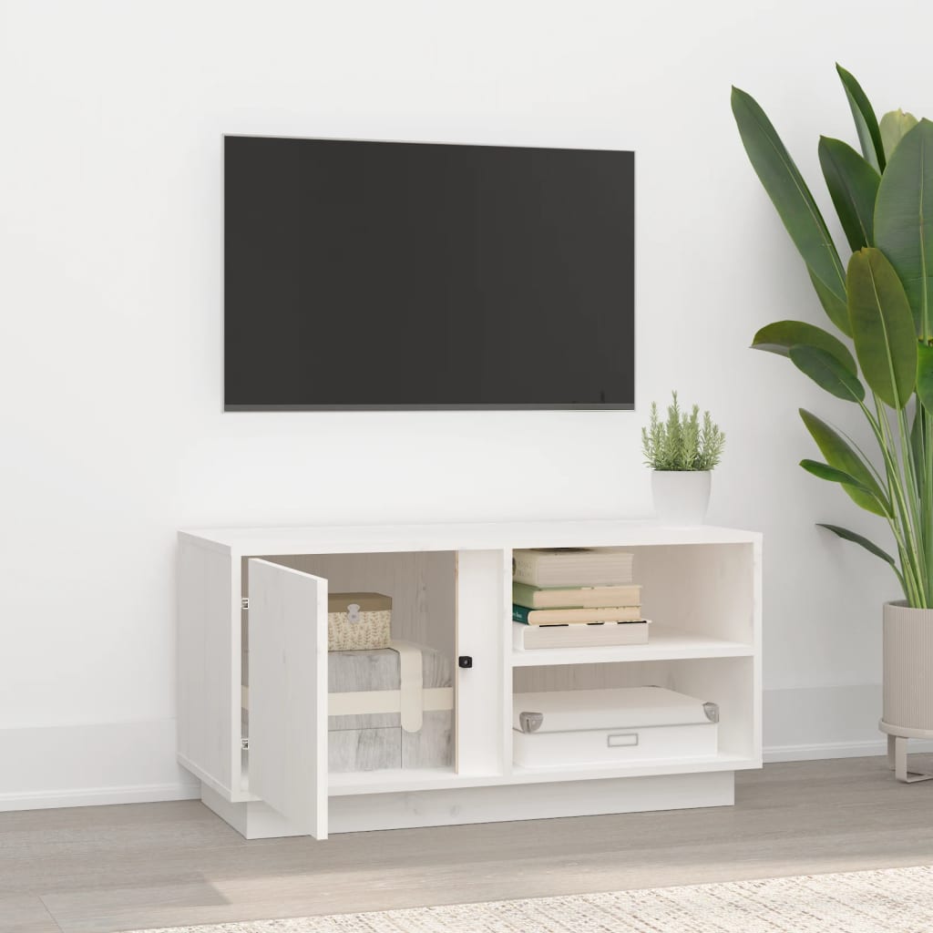 fehér tömör fenyőfa TV-szekrény 80 x 35 x 40,5 cm