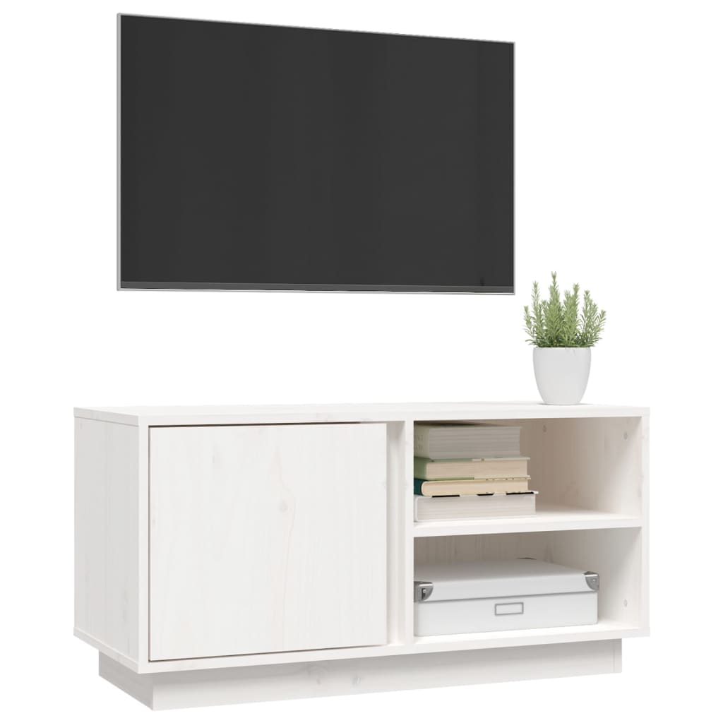 fehér tömör fenyőfa TV-szekrény 80 x 35 x 40,5 cm