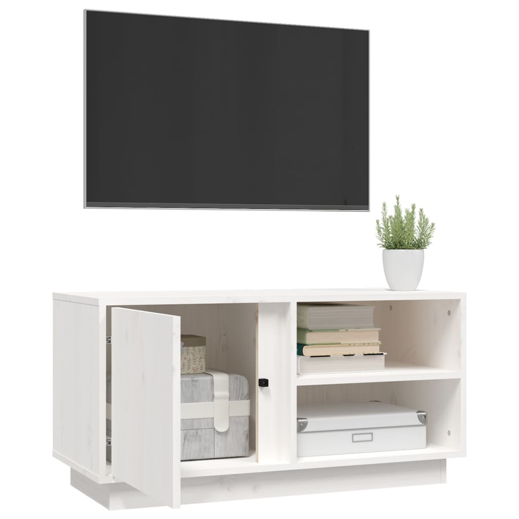 fehér tömör fenyőfa TV-szekrény 80 x 35 x 40,5 cm