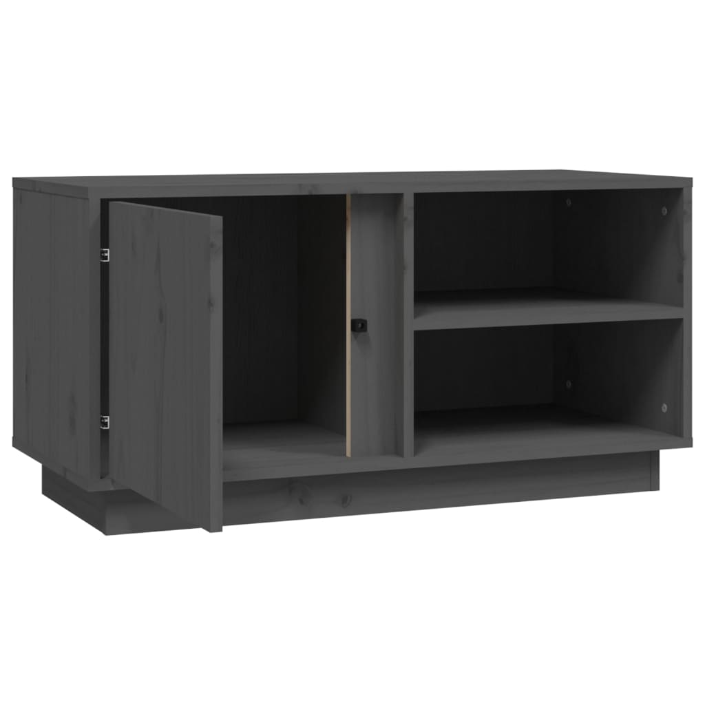 szürke tömör fenyőfa TV-szekrény 80 x 35 x 40,5 cm
