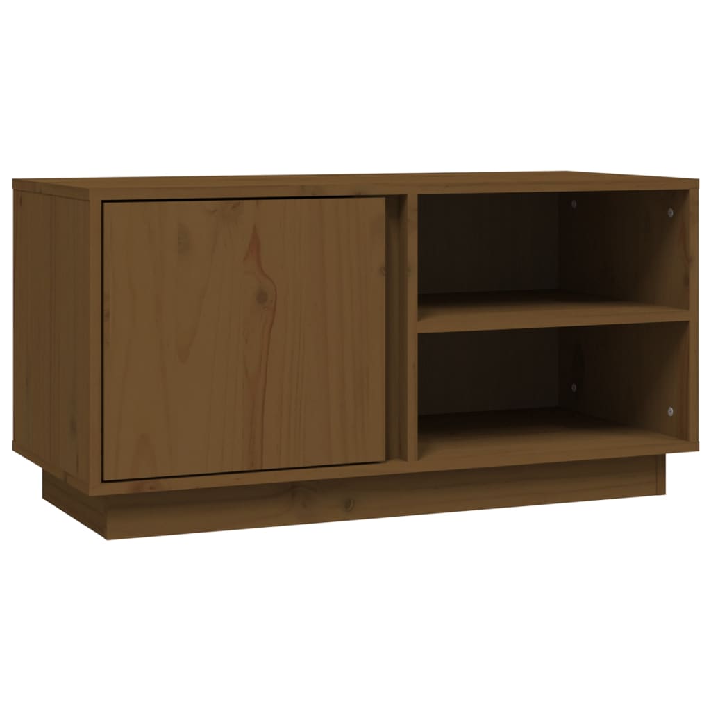 mézbarna tömör fenyőfa TV-szekrény 80x35x40,5 cm