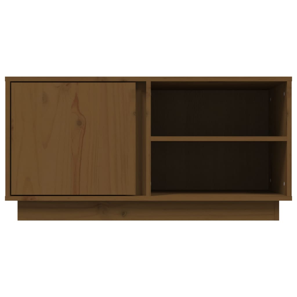 mézbarna tömör fenyőfa TV-szekrény 80x35x40,5 cm