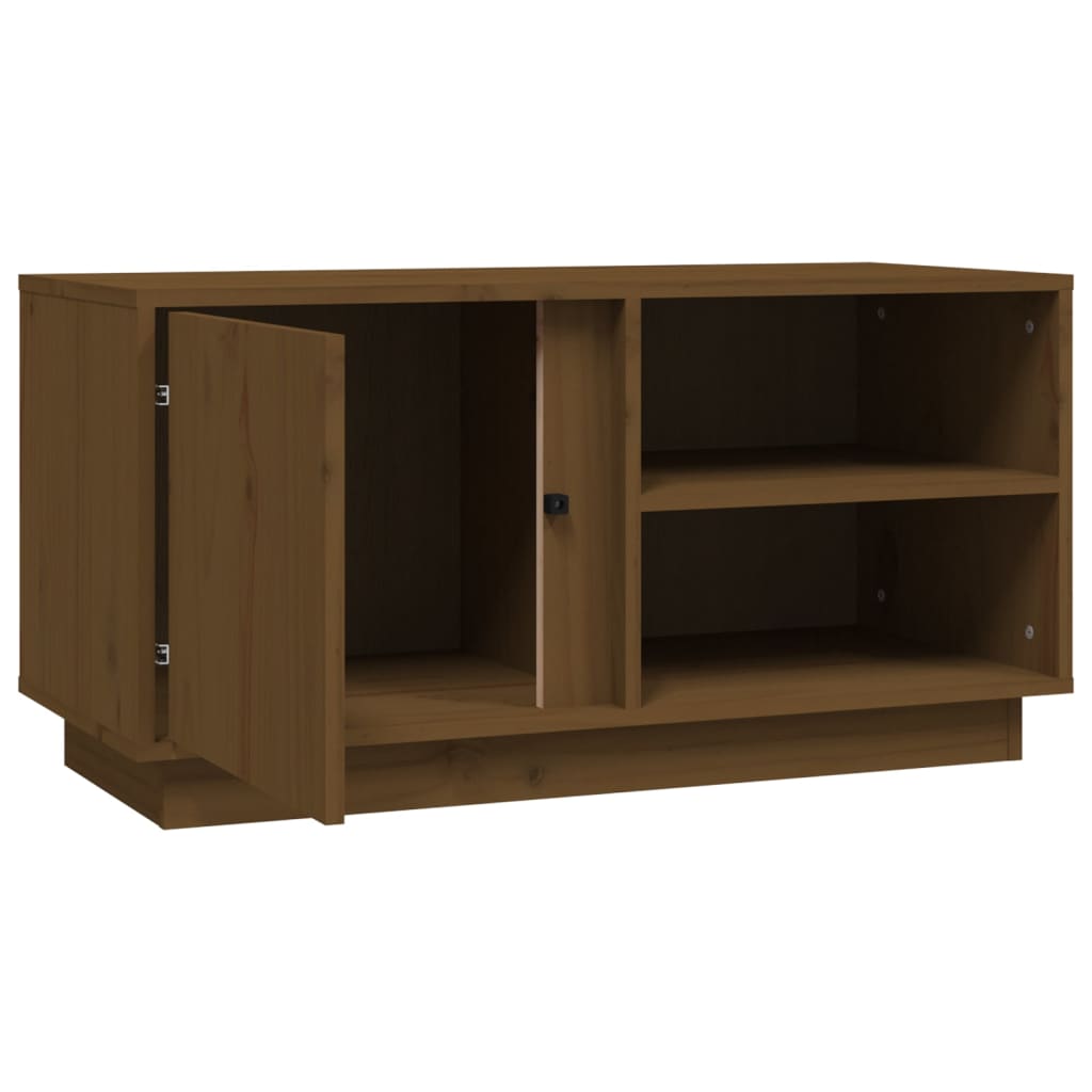 mézbarna tömör fenyőfa TV-szekrény 80x35x40,5 cm