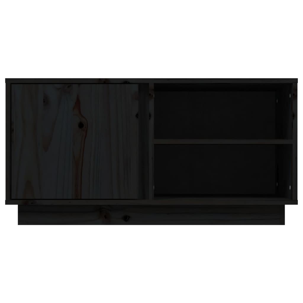 fekete tömör fenyőfa TV-szekrény 80 x 35 x 40,5 cm