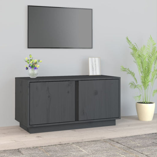 szürke tömör fenyőfa TV-szekrény 80 x 35 x 40,5 cm