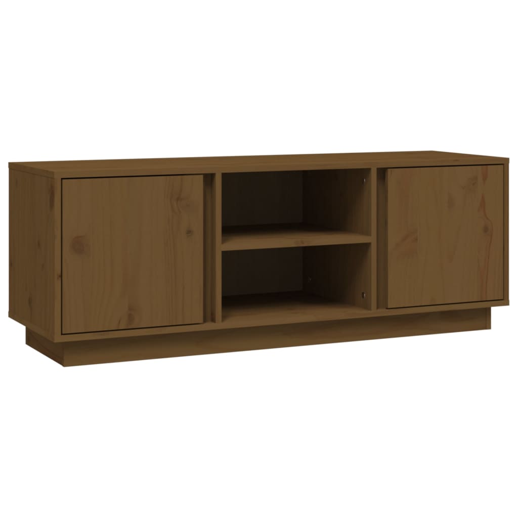mézbarna tömör fenyőfa TV-szekrény 110 x 35 x 40,5 cm