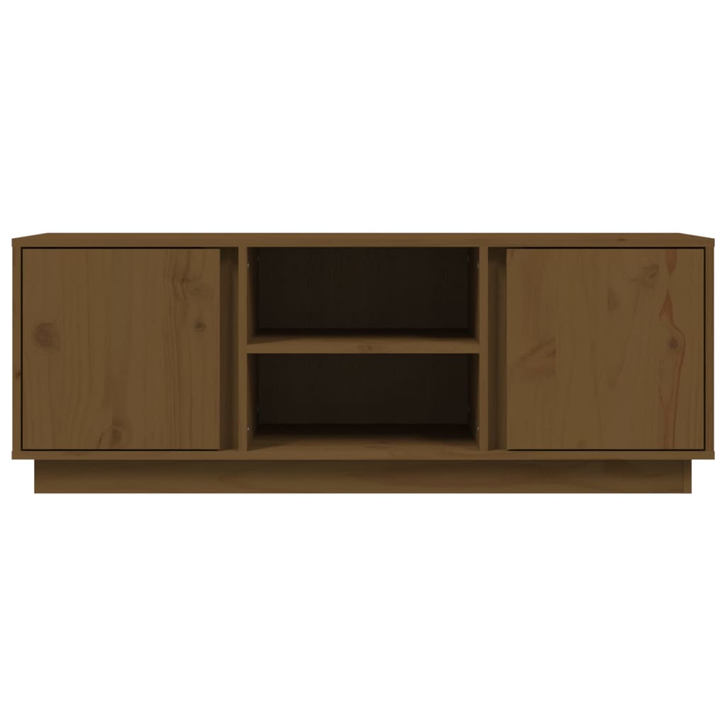 mézbarna tömör fenyőfa TV-szekrény 110 x 35 x 40,5 cm