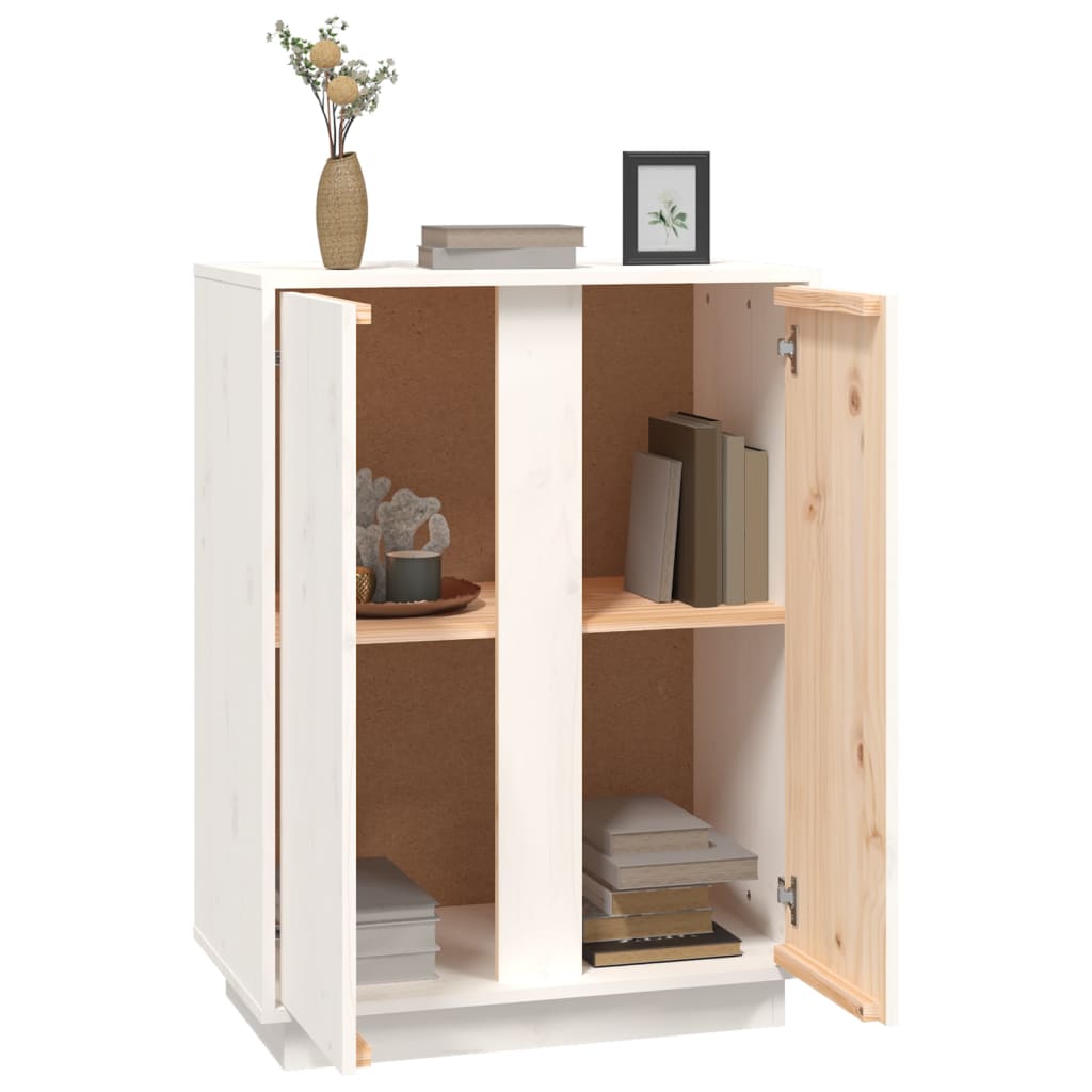 fehér tömör fenyőfa tálalószekrény 60 x 35 x 80 cm