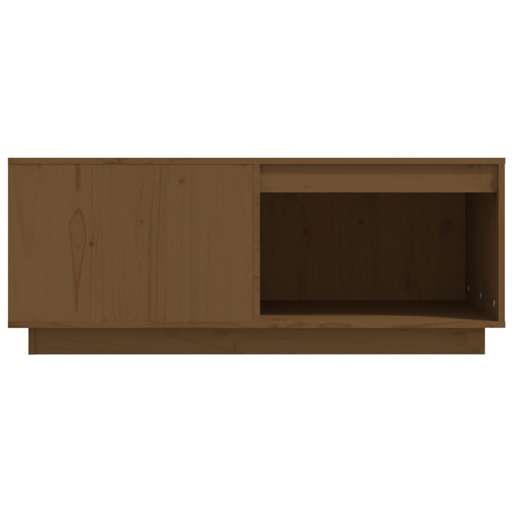 mézbarna tömör fenyőfa dohányzóasztal 100 x 101 x 40,5 cm