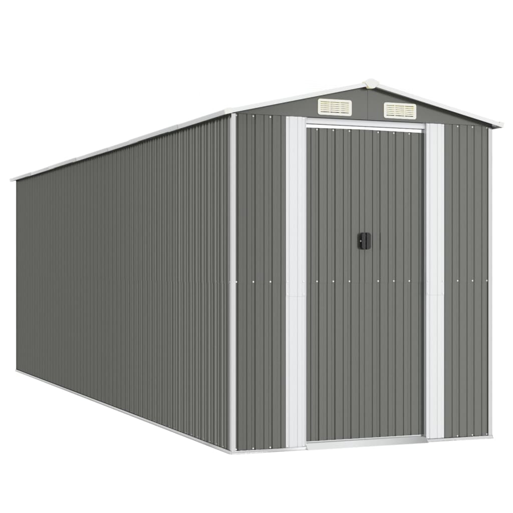 világosszürke horganyzott acél kerti fészer 192 x 606 x 223 cm