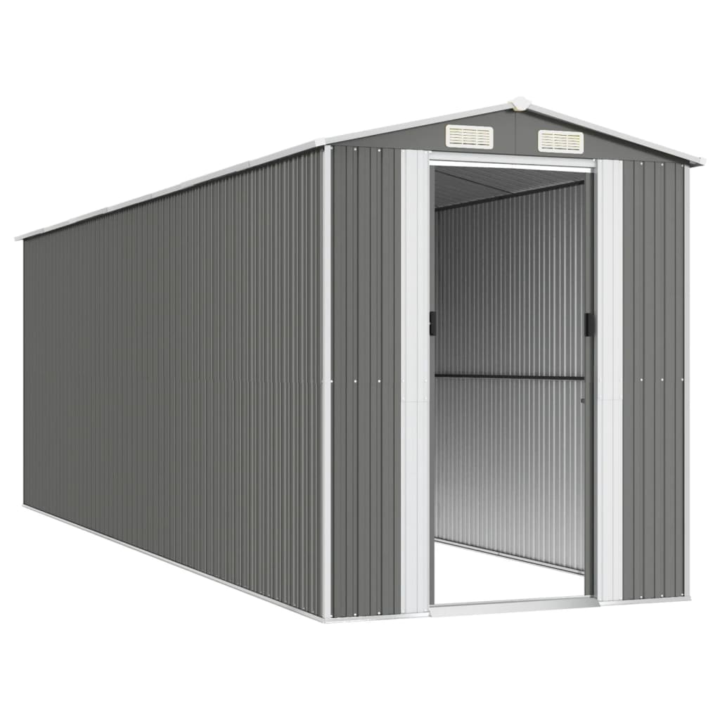 világosszürke horganyzott acél kerti fészer 192 x 606 x 223 cm