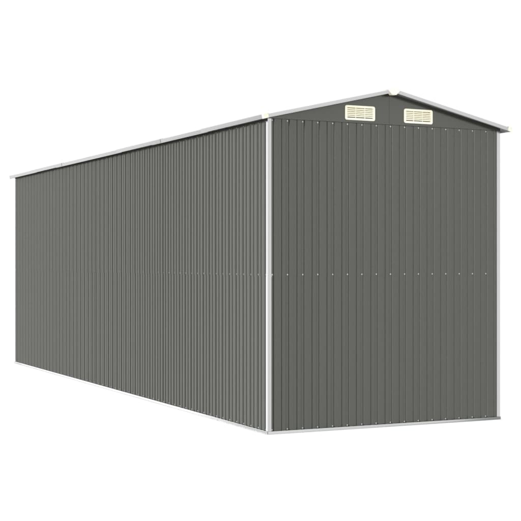 világosszürke horganyzott acél kerti fészer 192 x 606 x 223 cm