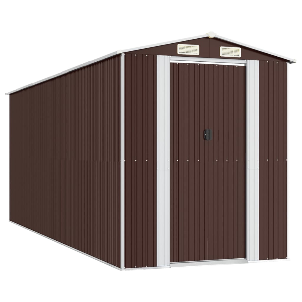 sötétbarna horganyzott acél kerti fészer 192 x 523 x 223 cm