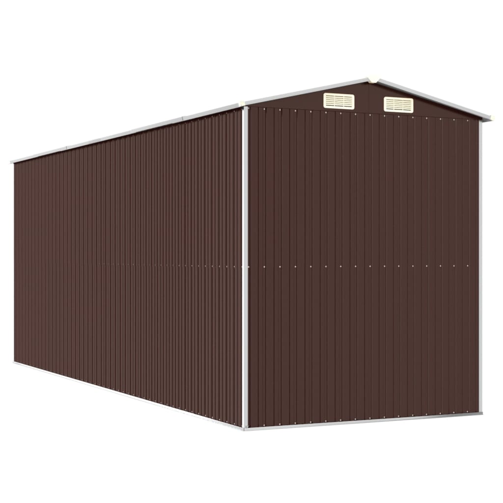 sötétbarna horganyzott acél kerti fészer 192 x 523 x 223 cm