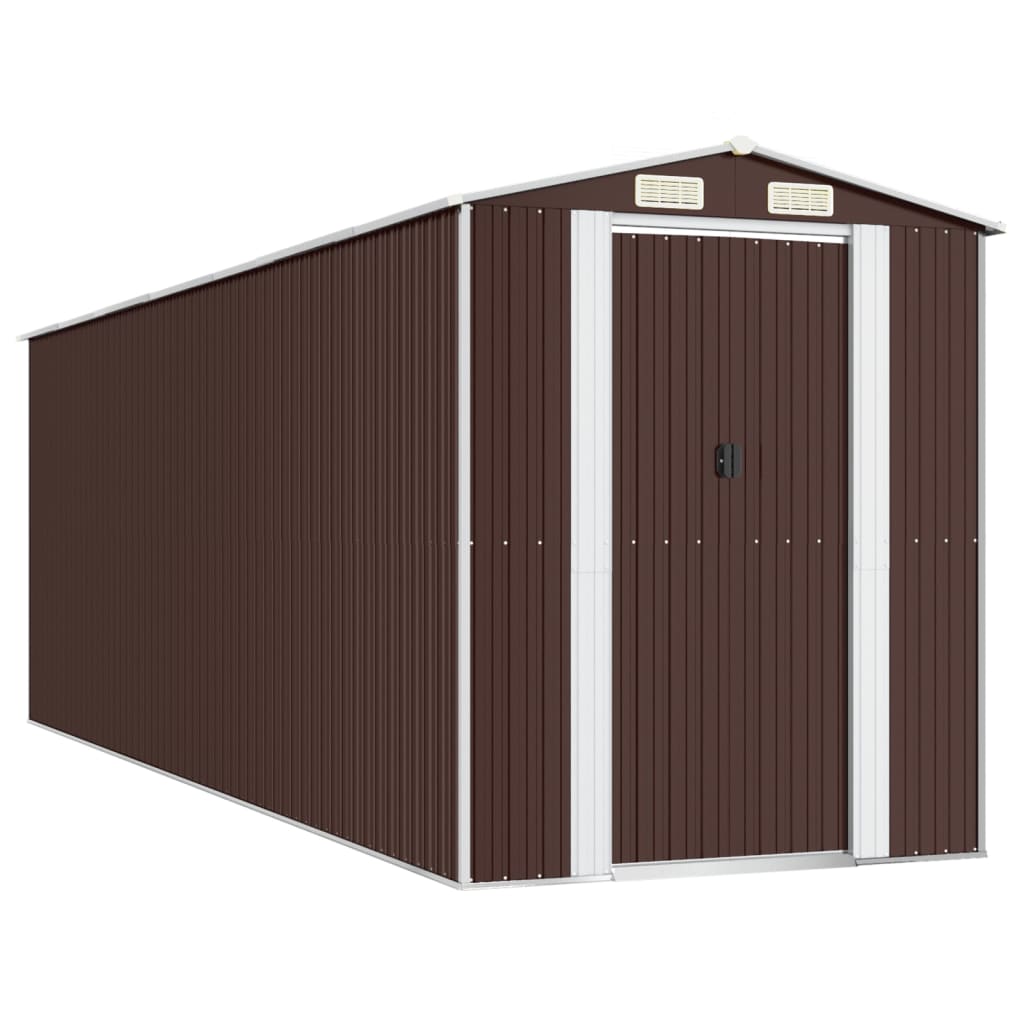 sötétbarna horganyzott acél kerti fészer 192 x 606 x 223 cm