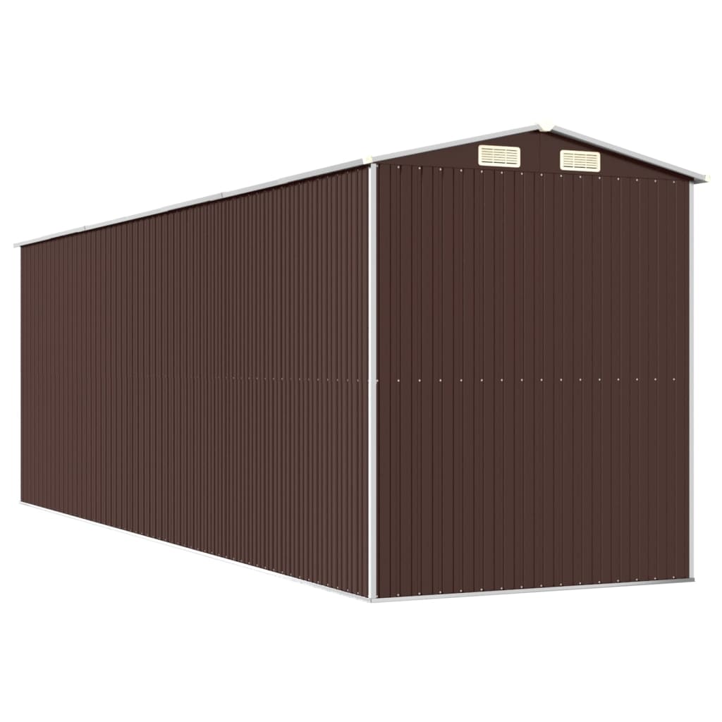 sötétbarna horganyzott acél kerti fészer 192 x 606 x 223 cm