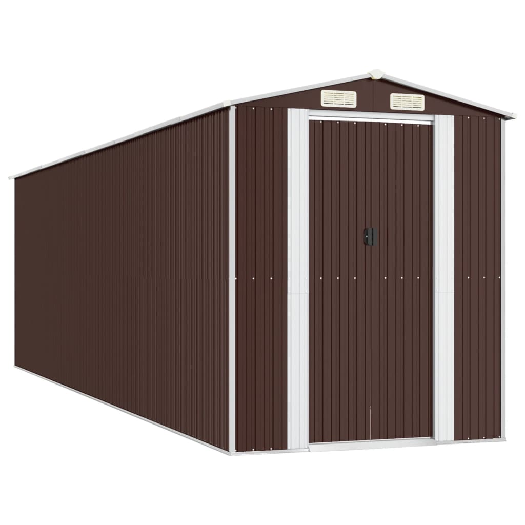 sötétbarna horganyzott acél kerti fészer 192 x 689 x 223 cm