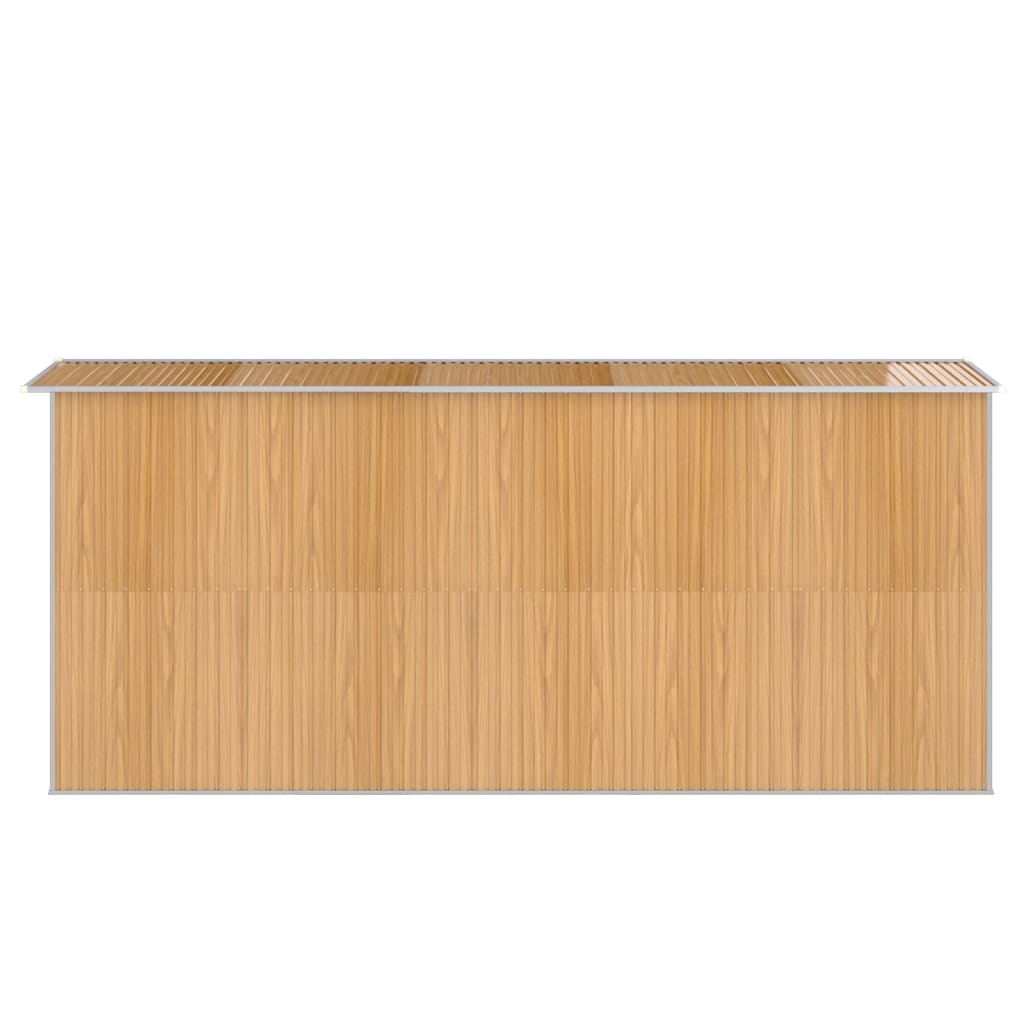 világosbarna horganyzott acél kerti fészer 192 x 440 x 223 cm