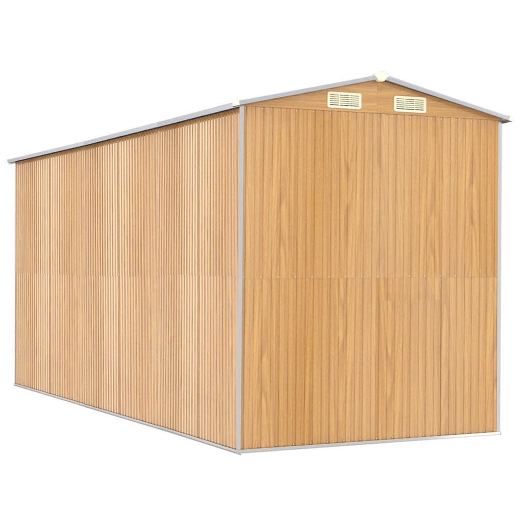világosbarna horganyzott acél kerti fészer 192 x 440 x 223 cm