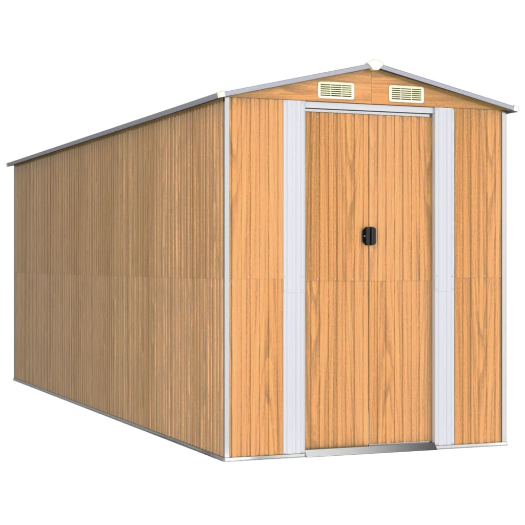 világosbarna horganyzott acél kerti fészer 192x523x223 cm