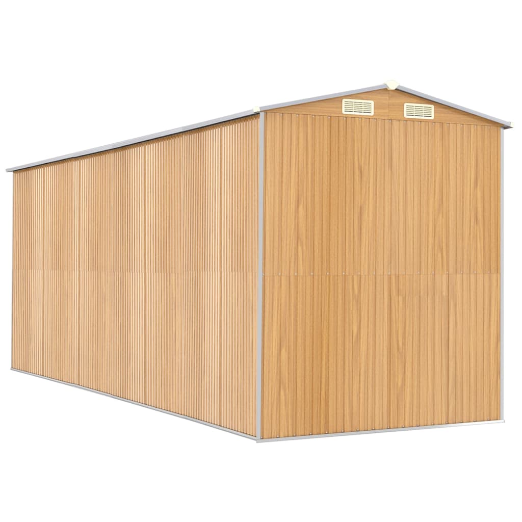 világosbarna horganyzott acél kerti fészer 192x523x223 cm