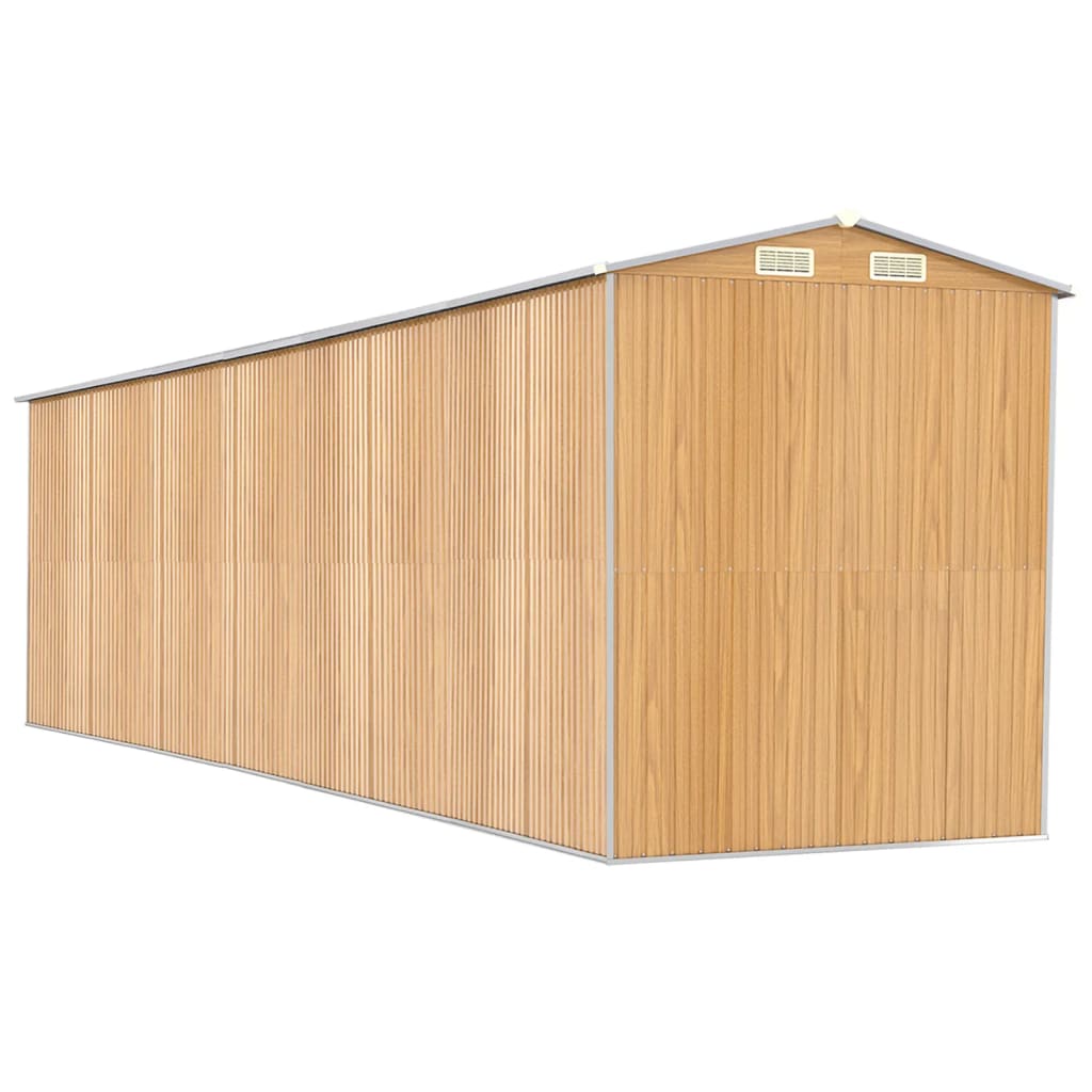 világosbarna horganyzott acél kerti fészer 192x772x223 cm