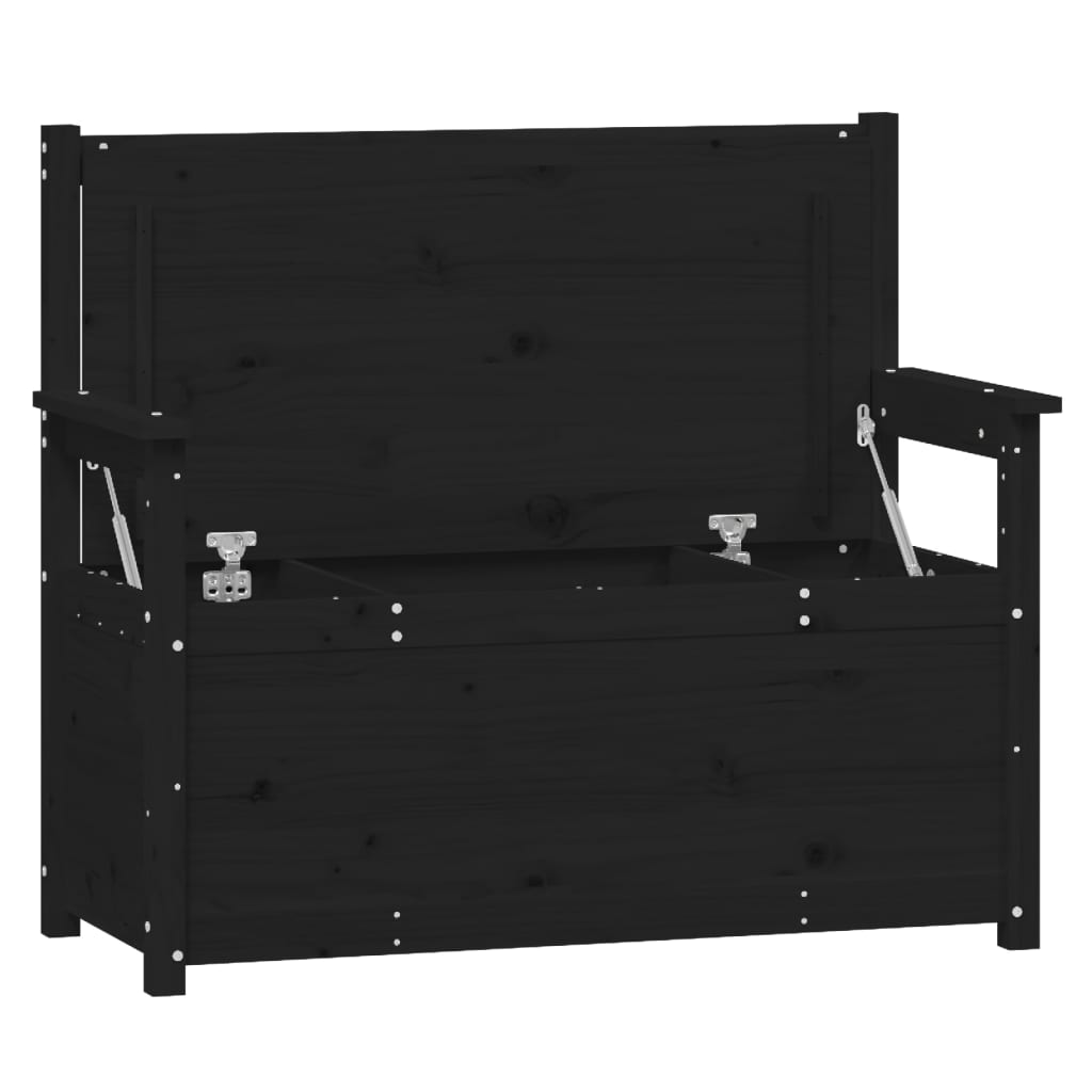 fekete tömör fenyőfa pad 112,5 x 51,5 x 96,5 cm