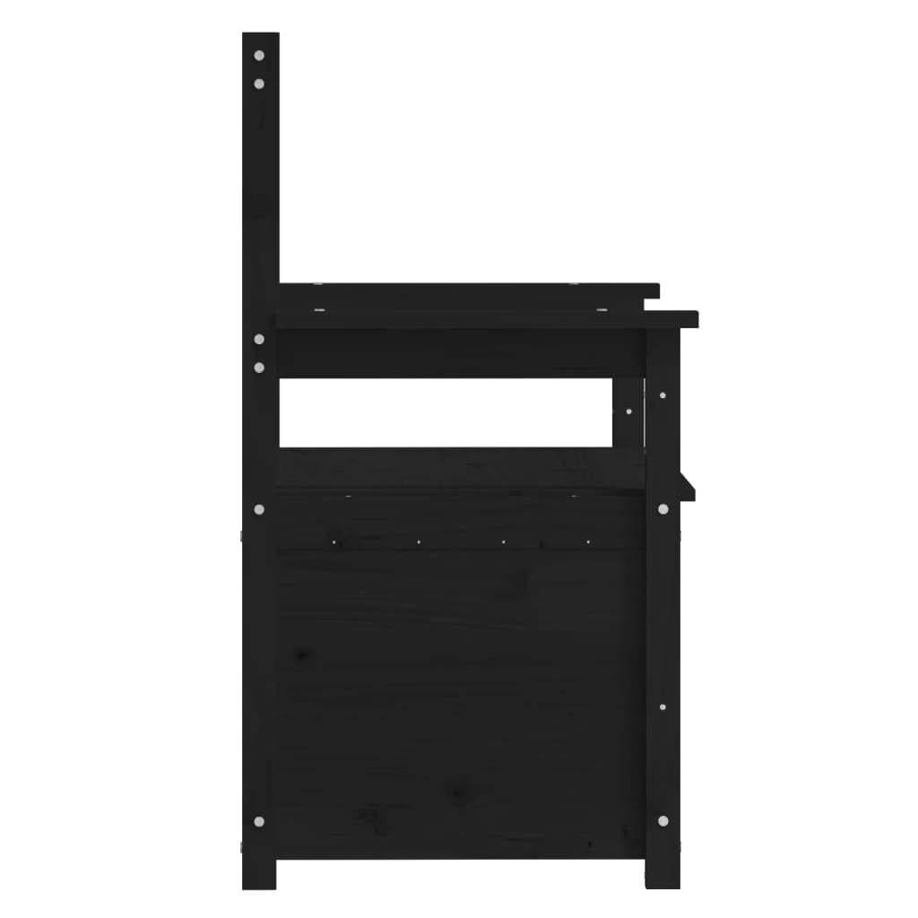 fekete tömör fenyőfa pad 112,5 x 51,5 x 96,5 cm