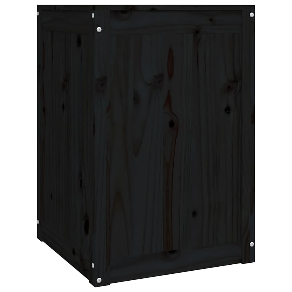 fekete tömör fenyőfa szennyestartó láda 44 x 44 x 66 cm