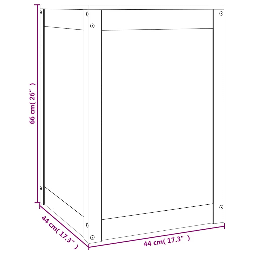 fekete tömör fenyőfa szennyestartó láda 44 x 44 x 66 cm