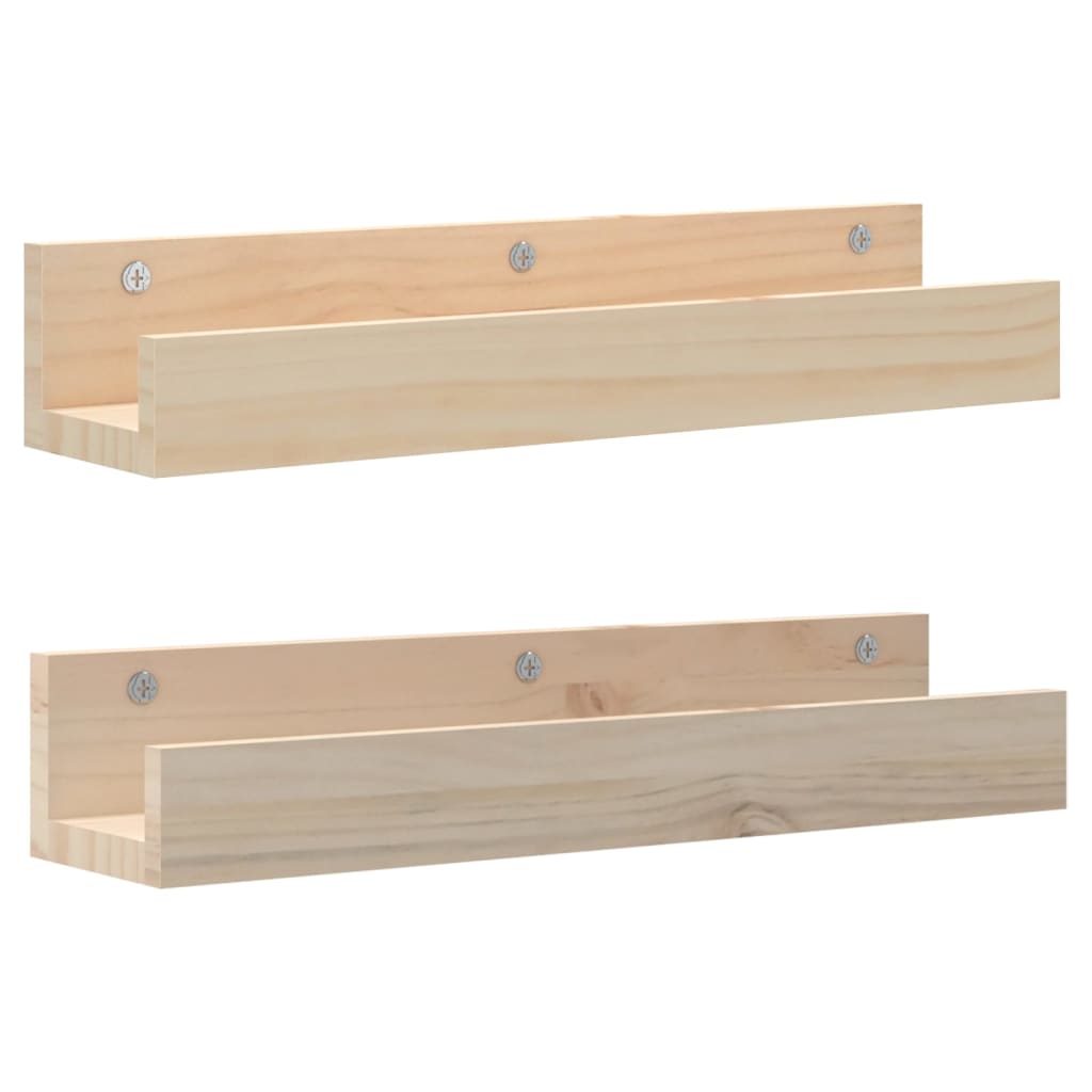 2 db tömör fenyőfa fali polc 50 x 12 x 9 cm