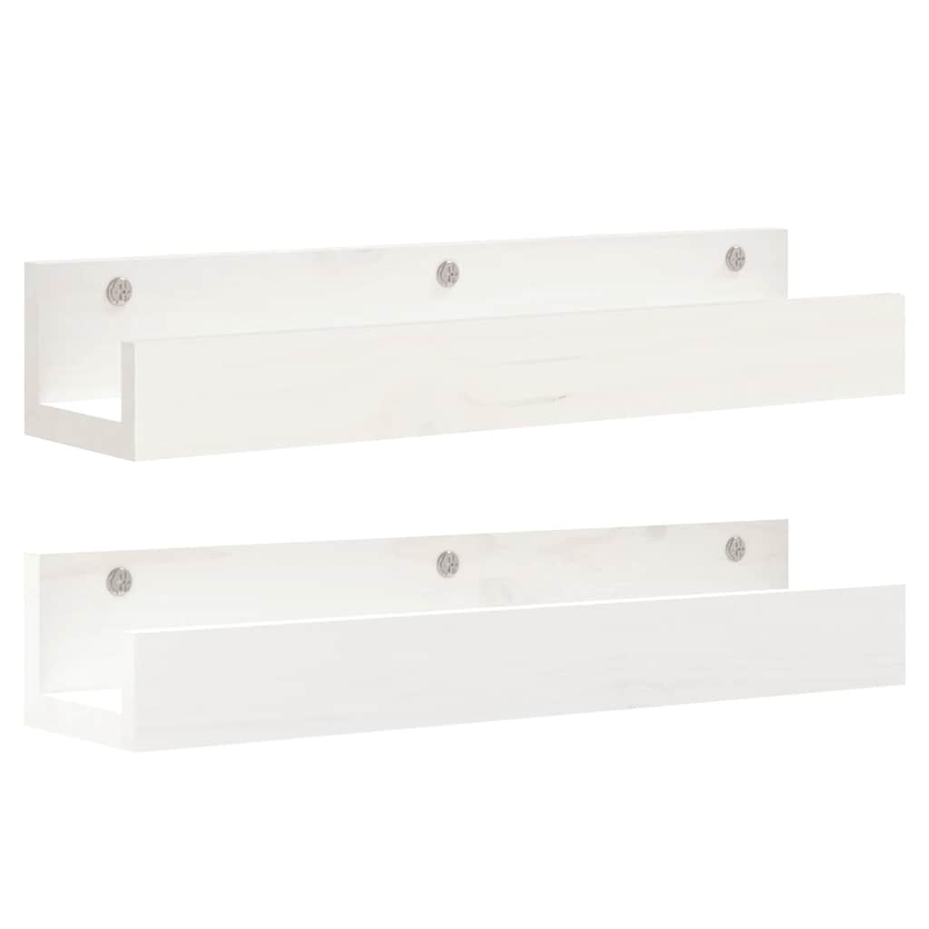 2 db fehér tömör fenyőfa fali polc 50 x 12 x 9 cm