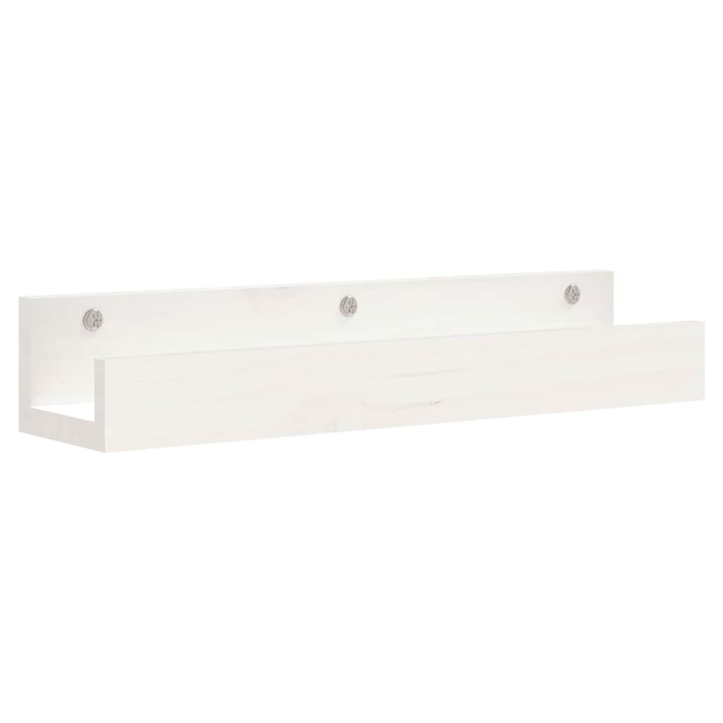 2 db fehér tömör fenyőfa fali polc 50 x 12 x 9 cm