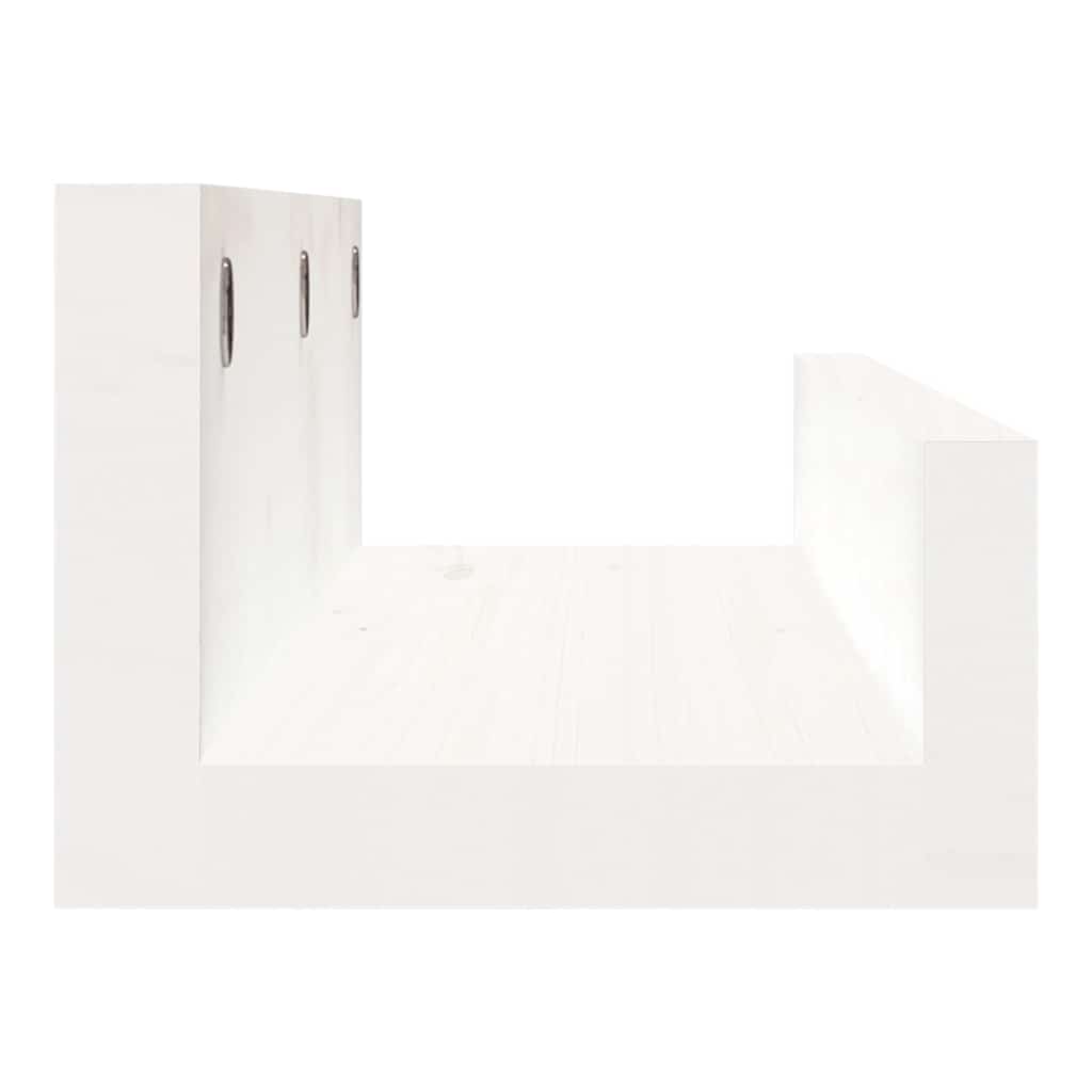 2 db fehér tömör fenyőfa fali polc 50 x 12 x 9 cm