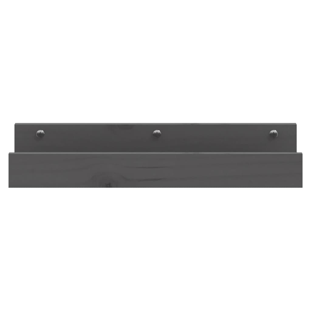 2 db szürke tömör fenyőfa fali polc 50 x 12 x 9 cm