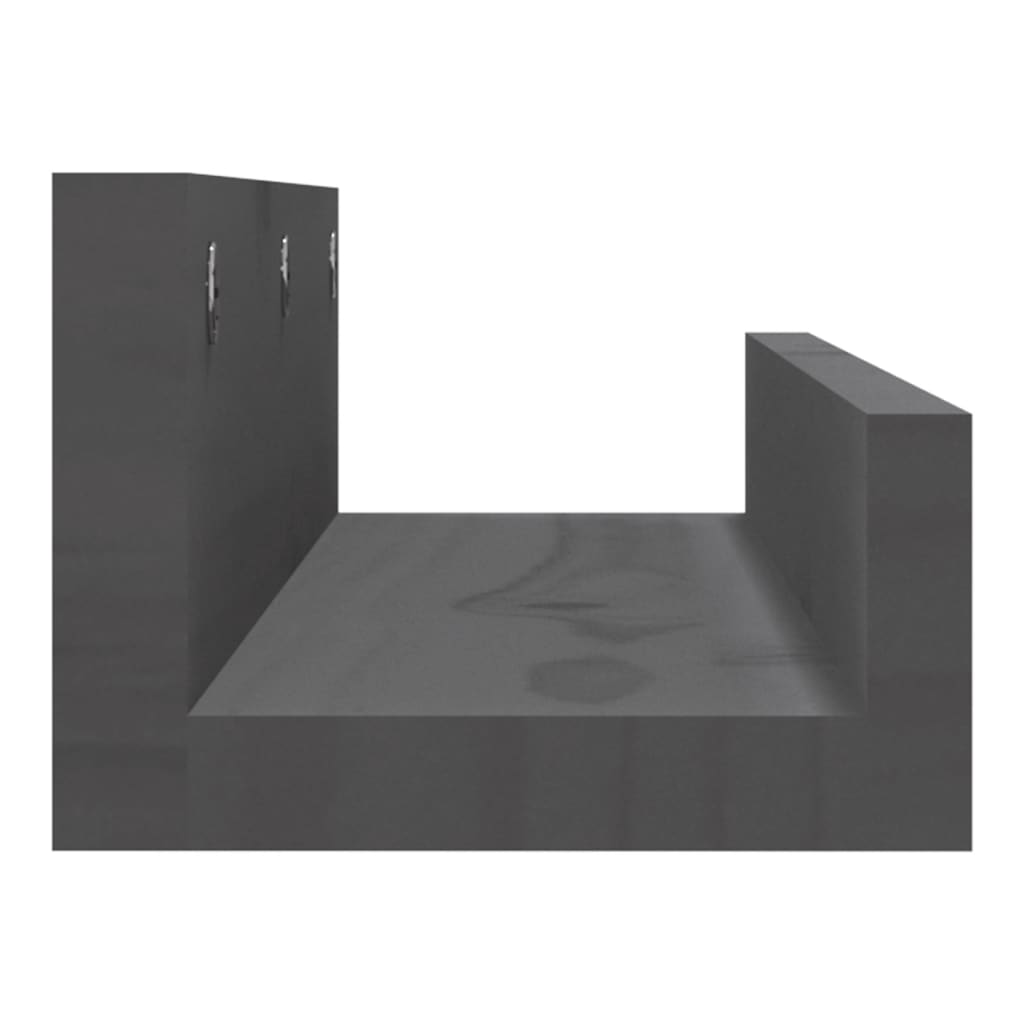2 db szürke tömör fenyőfa fali polc 50 x 12 x 9 cm