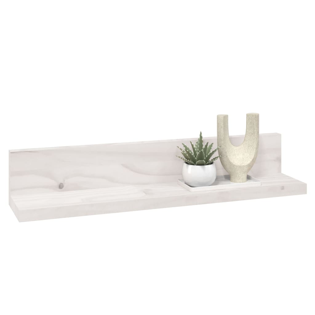 2 db fehér tömör fenyőfa falipolc 50 x 11 x 9 cm