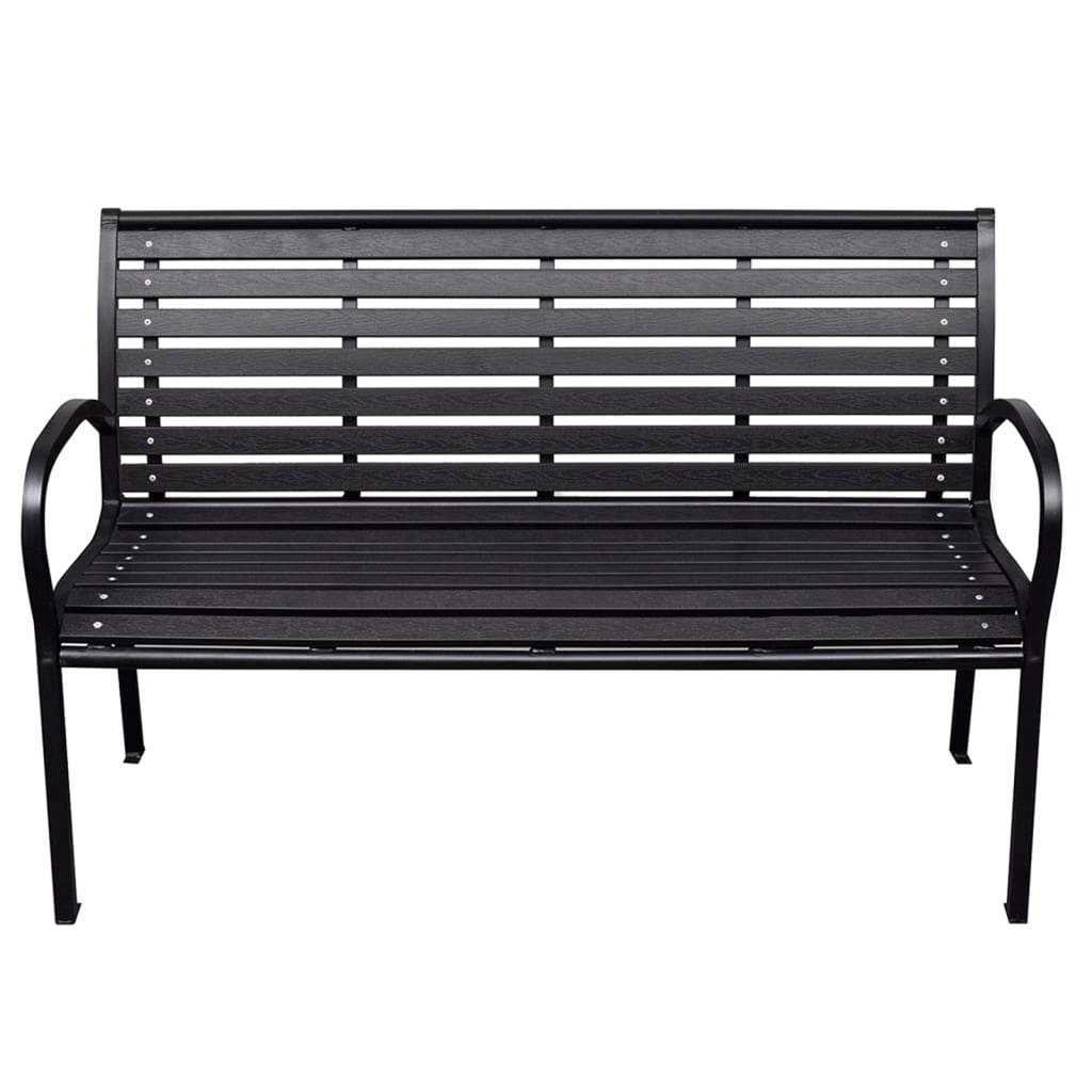 fekete acél és WPC kerti pad 116 cm
