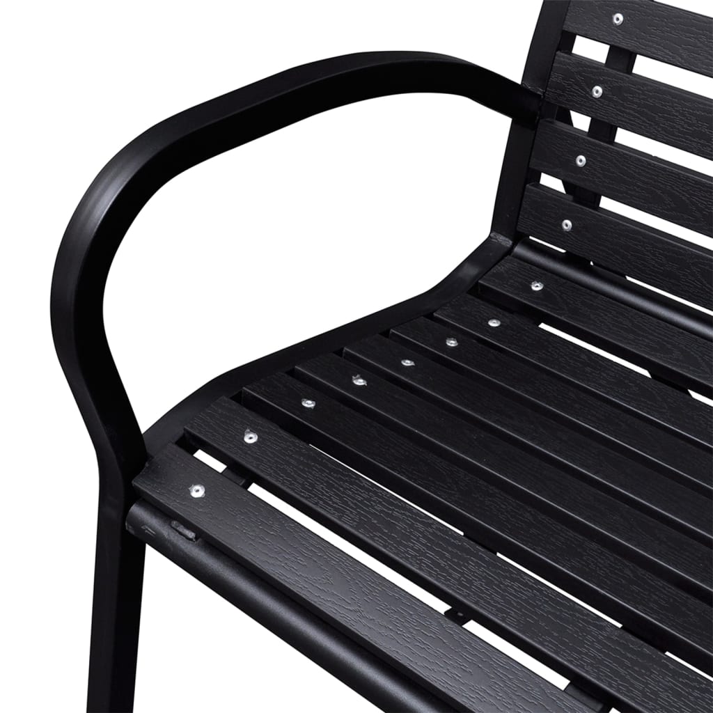 fekete acél és WPC kerti pad 116 cm