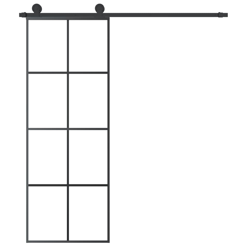 ESG üveg és alumínium tolóajtó fémszerelvény-szettel 76x205 cm