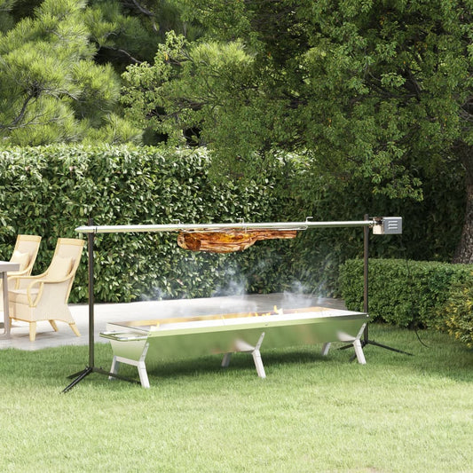 ezüstszínű rozsdamentes acél grilltálca 158 x 42 x 31 cm